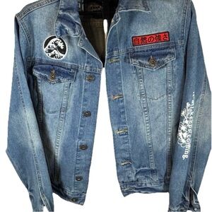 Brooklyn Cloth Light Blue Denim Jacket with Graphic Patches